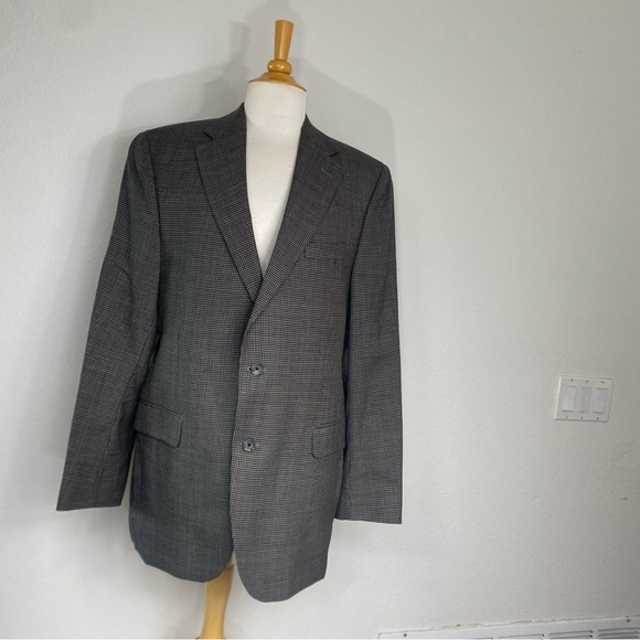 Reserve Patrick James Men's Tan Black Plaid 100% Wool Blazer Sport Coat Size 42L